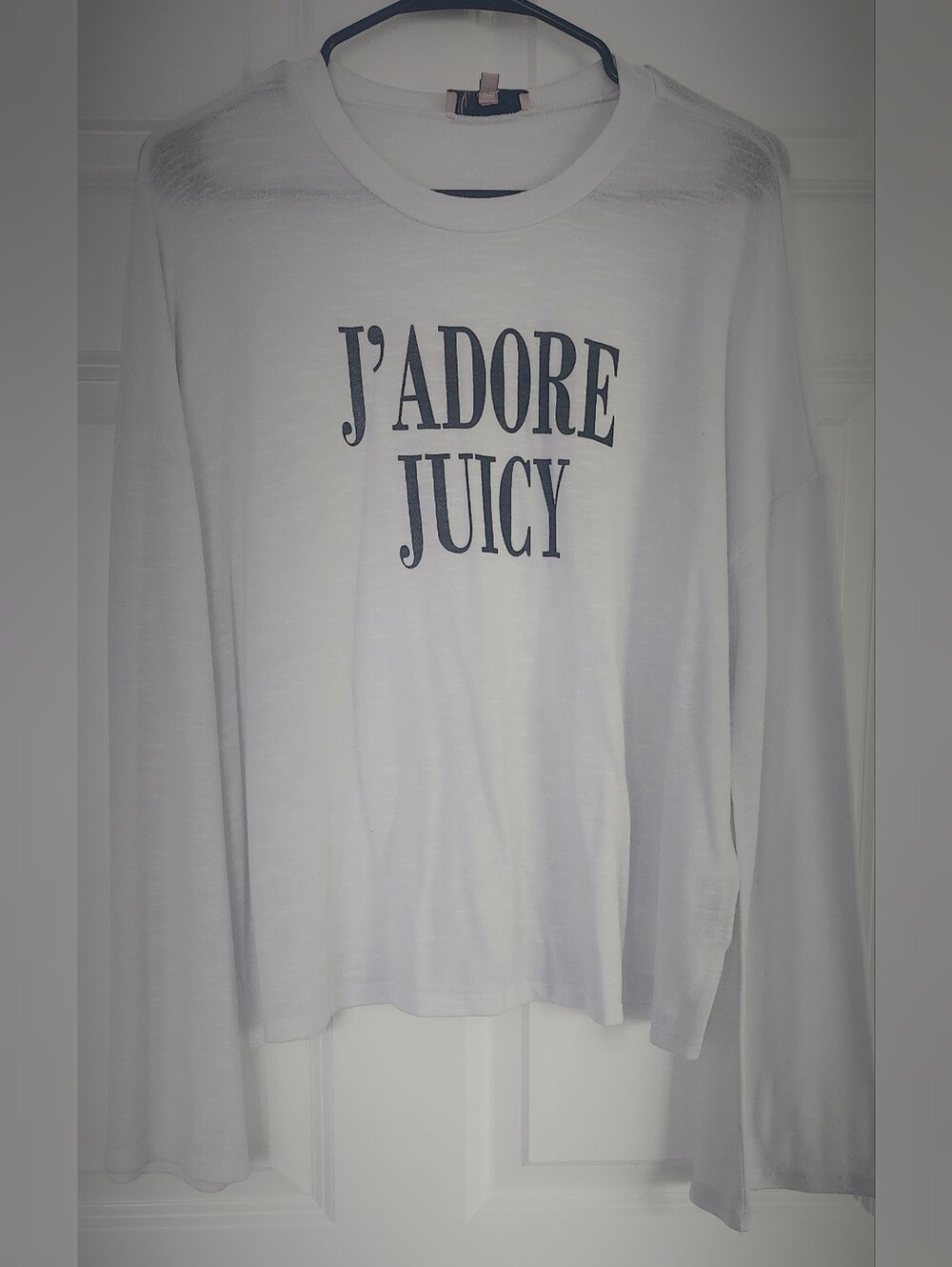J'Adore Juicy White Graphic Long Sleeve Top